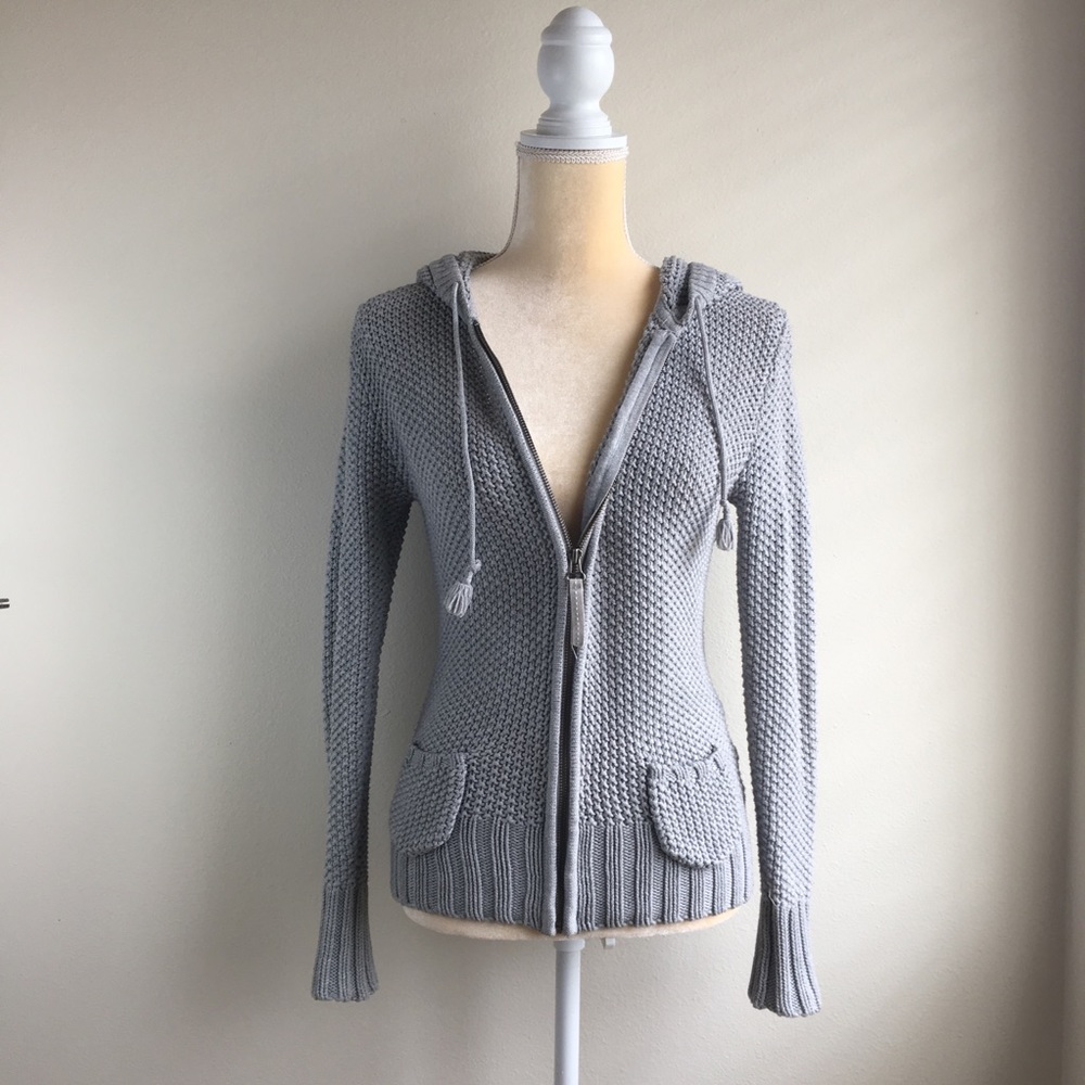 Knit Grey Zip-Up Hoodie
